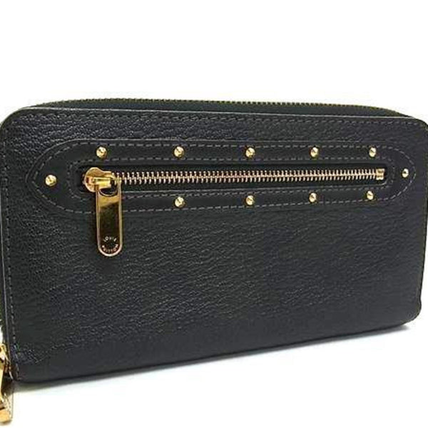 LOUIS VUITTON Suhali Zippy Wallet M93029 Black Leather Round Long with Studs for Men and Women