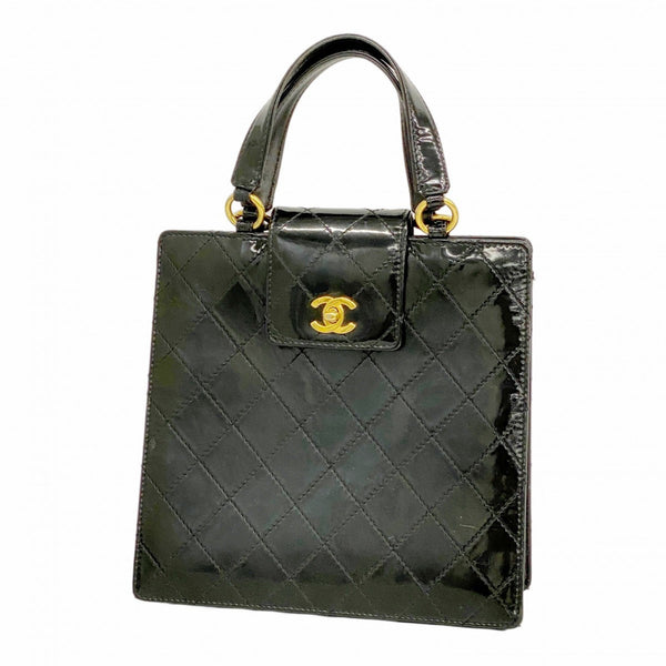 Chanel Matelasse Patent Leather Handbag Brown Women's