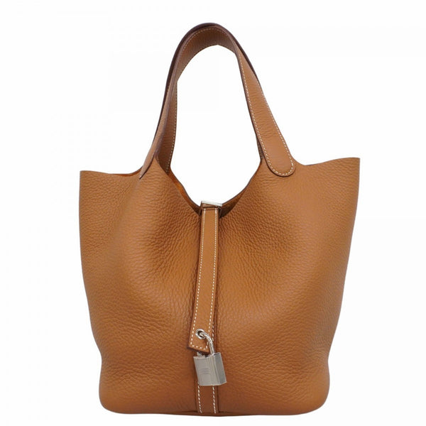 Hermes Hermès Picotin Lock MM Handbag in Taurillon Clemence Leather, Gold, K Stamp, Women's