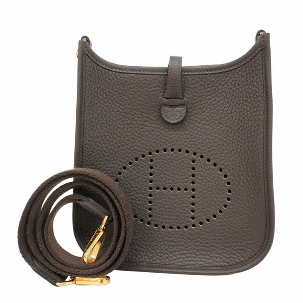 Hermes Hermès Evelyn TPM Taurillon Clemence Ebene Shoulder Bag, K Stamp, Women's
