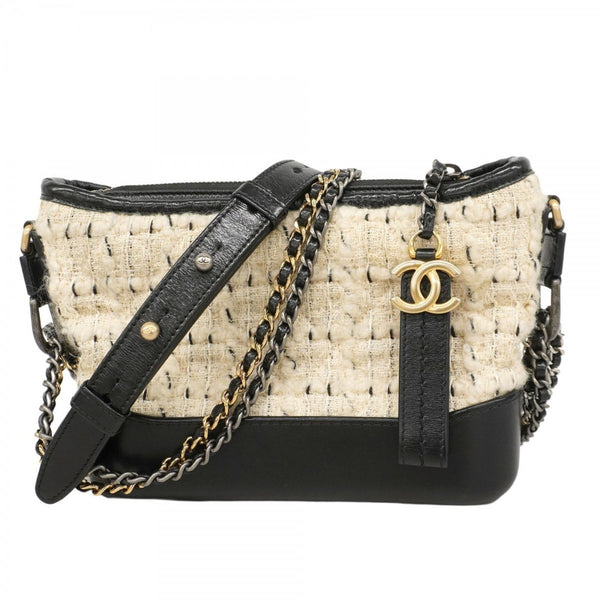 Chanel Shoulder Bag with Double Chain, Gabriel de Tweed, Black and Ivory, Women's