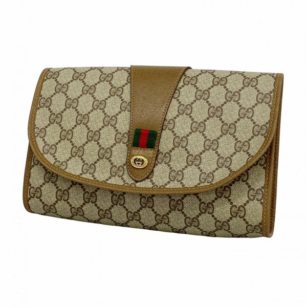 Gucci GG Supreme clutch bag 89 01 030 brown women's