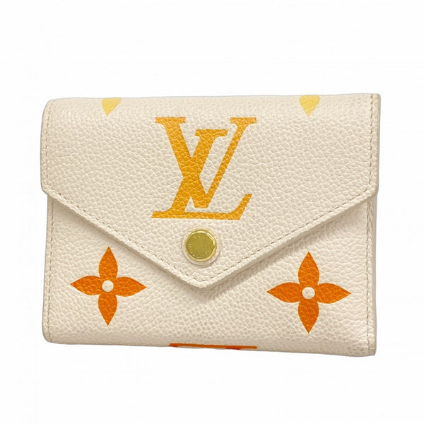 Louis Vuitton Monogram Empreinte Portefeuille Victorine Tri-fold Wallet M82202 Ivory Orange Women's
