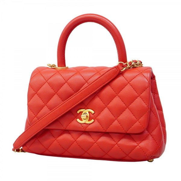 Chanel Matelasse Handbag with Chain Shoulder Bag in Caviar Leather, Red, Women's