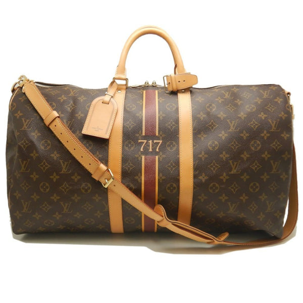 LOUIS VUITTON Monogram Keepall Bandouliere 55 Personalized Boston Bag M41414 Brown Women's 253089