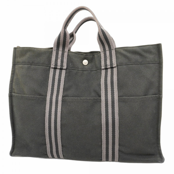 Hermes Hermès Foule MM Tote Bag, Canvas, Black, Men's and Women's
