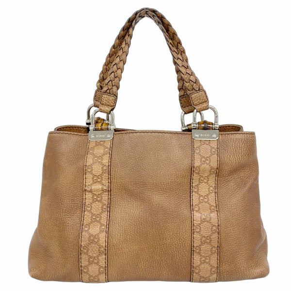 Gucci Bamboo Tote Bag, Guccissima 232947, Brown Leather, Women's