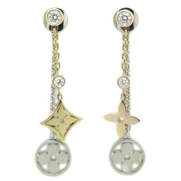 LOUIS VUITTON Monogram Idylle Double Chain Earrings with Diamonds Q96413 Women's 294224