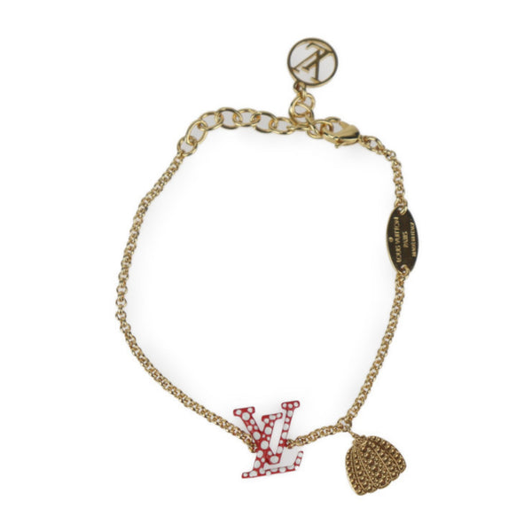 LOUIS VUITTON Louis Vuitton Iconic Infinity Dot Bracelet, LV x YK Yayoi Kusama Collaboration Bracelet M0970A, Metal Gold, Red, and White, R2414113010060