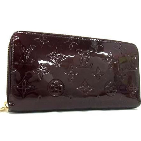 LOUIS VUITTON Monogram Vernis Zippy Wallet M93522 Amaranth Patent Leather Women's Long