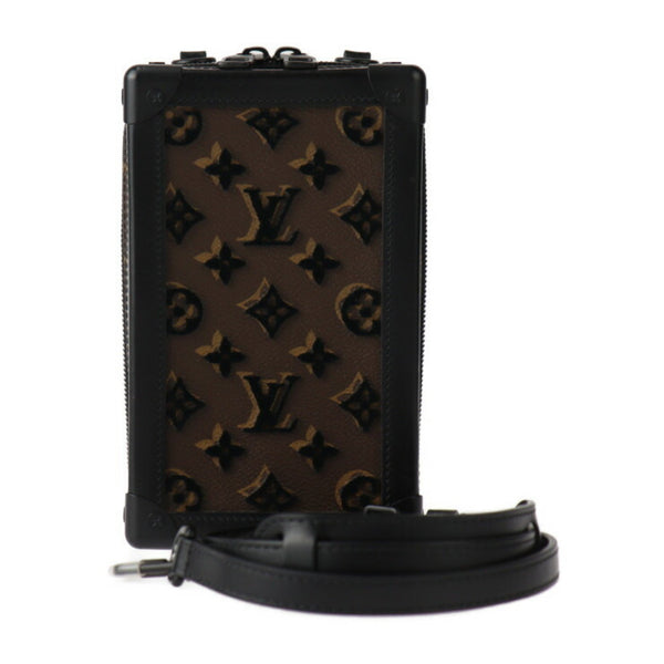 LOUIS VUITTON Vertical Soft Trunk Monogram Tuftage Shoulder Bag M45044 Leather Brown Black Pochette Round R2412123007050