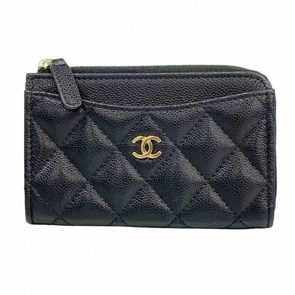 Chanel Wallet/Coin Case Matelasse Caviar Leather Black Women's