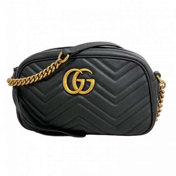 Gucci GG Marmont Shoulder Bag 447632 Leather Black Women's