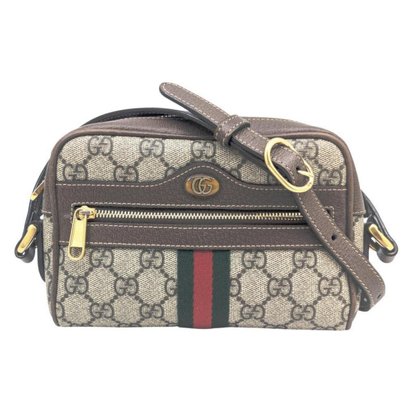 GUCCI Ophidia GG Supreme Sherry Line Mini Shoulder Bag/Pochette in Beige, Mocha Brown, and Leather (517350) for Women
