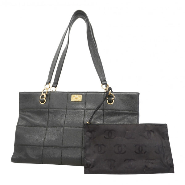 Chanel Chocobar Shoulder Bag, Chain Caviar Skin, Black, Women's