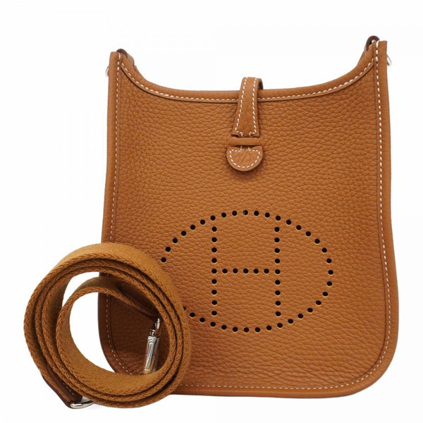 Hermes Hermès Evelyn TPM Taurillon Clemence Shoulder Bag, Gold, K Stamp, Women's