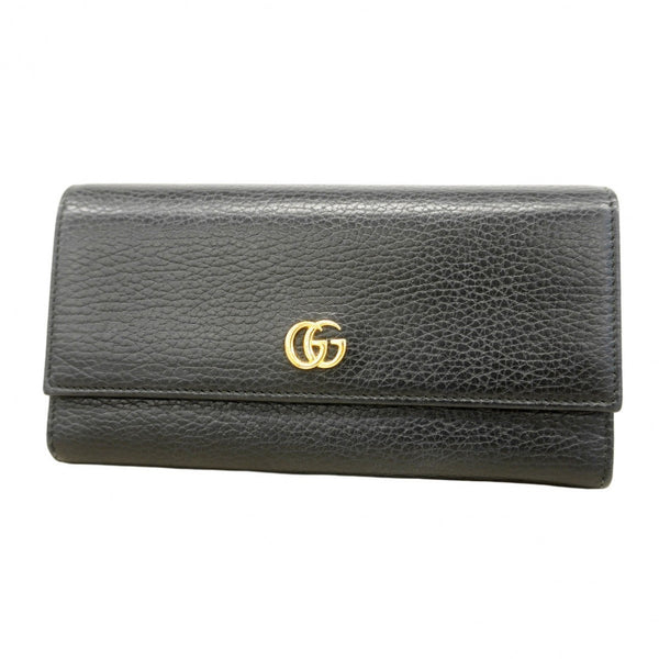 Gucci GG Marmont Long Wallet 456116 Leather Black Women's