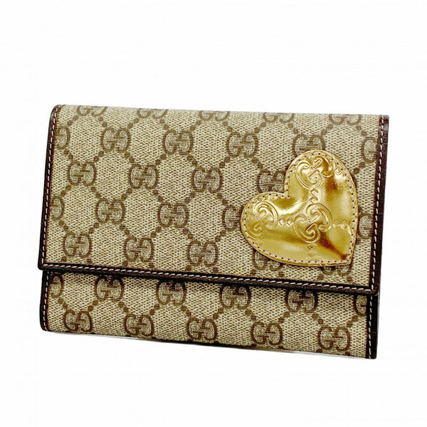Gucci GG Supreme Wallet 212100 Brown Champagne Women's