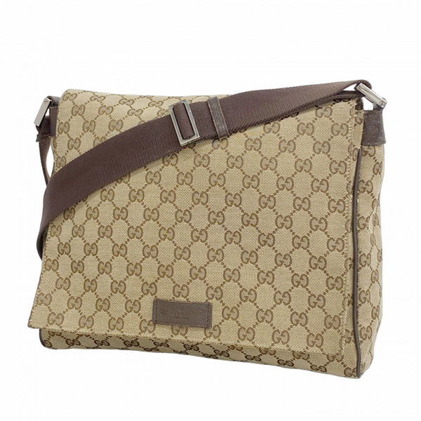 Gucci GG Canvas Shoulder Bag 146236 Beige Brown Men's