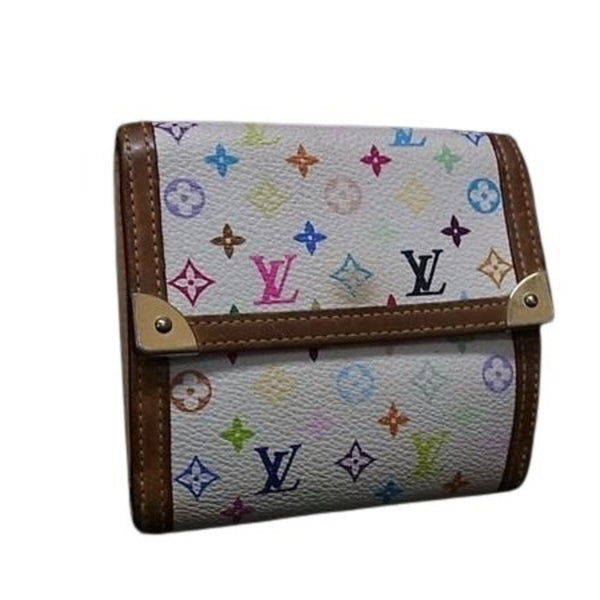 LOUIS VUITTON Louis Vuitton Porte Monnaie Carte Credit Wallet M92983 Blanc Monogram Multicolore Women's Tri-fold